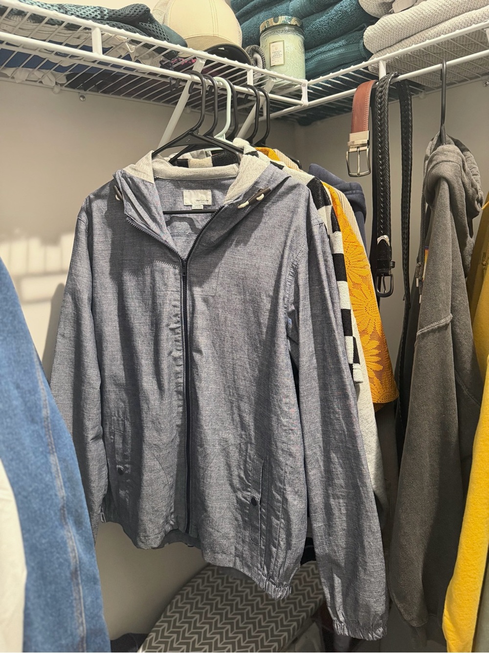 Craft + Flow Lightweight Hooded Zip Jacket - Gray/Blue